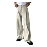 Riolio  Spring Autumn Men Business Casual Suit Pants Genderless Retro Comfort Outdoor Solid Color Loose High Waist Dress Pants Men