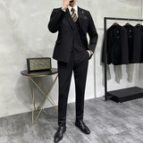 Riolio  Men's Slim Fit Three Piece Suit Double Row Buttons Fashionable Maturity Style Korean Version Wedding Groomsmen Western Coat