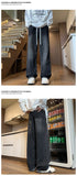 Riolio Jeans Men Denim Pants Elastic waist pull rope Straight Droop Vintage Loose Bottom Straight Wide Leg Casual Male Trouser