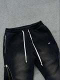 Riolio Y2K Retro Zipper Decoration Sweatpants Streetwear Baggy Casual Pants Men Women Harajuku Hip Hop Vintage Jogging Trousers New