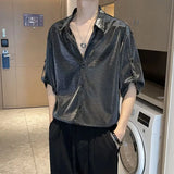 Riolio  Spring Autumn Men's Clothing Solid Color Chiffon Button Up Long Sleeve Turn-down Collar Cardigan Shirt Boyfriend Trendy Tops