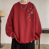Riolio  Men's Streetwear Embroidered Sweatshirt High Quality Hoodie Luxury Brand Unisex Pullover Men Clothing Red/Black/Apricot