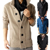 Riolio Chic Knitted Cardigan Ribbed Cuff Long Sleeve Comfy Thickened Warm Men Cardigan Sweater