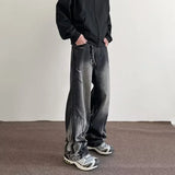 Riolio New Gradient Straight Jeans For Men Y2K Vintage Tie-dye Wash Denim Trousers Black High Street Baggy Jean Pantalones Hombre