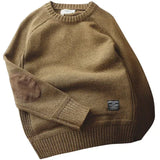 Riolio  Men's Harajuku Pullover Sweater Patch Designs Knitted Sweatshirt Hip Hop Round Neck Pure Colour Causal Pullovers Men's Clothing