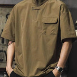 Riolio  Retro Men's Short-sleeved T-shirt Design Niche Hot Ice Silk Polo Shirt Trendy Brand Handsome Work Shirt