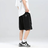 Riolio Summer Mens Cargo Shorts Lightweight Quick Dry Working Pants Solid Color Pockets Sweatpants Trousers