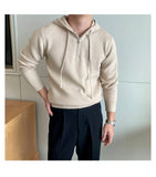 Riolio  New British Leisure Men's Hooded Sweater Trendy Zip-up Preppy Style Slim-fit Long Sleeve Hoodies Casual Vintage Warmth Knitwear