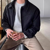 Riolio  New Trendy Men Jacket Autumn Casual Textured High Street Dual Zippers Long Sleeve Coat Hong Kong Style Flight Short Jacket L-4XL