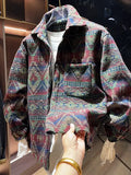 Riolio Retro Ethnic Sle Embroidered irt Jaet Men's Casual Versatile Trendy Brand Haome Loose Fit Cotton Blend Spring Autumn
