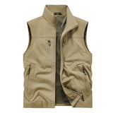 Riolio Summer Vest Jacket Waistcoats Male Breathable Men's Multi-pocket Fishing Photography New Vest Men's Thin Stand-up Collar Vest