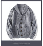 Riolio Korean Version Retro Hand-woven Twisted Twisted Sweater Men's Spring Autumn Thickened Sweater Lapel Cardigan Trendy Jacket Chic