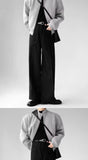 Riolio Korean Elegant Pants Fake Pocket Decoration Wide-leg Pants Autumn New American Style Design Sense Spliced Straight Suit Trousers