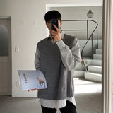 Riolio New Mens Sweater Vest Spring Sleeveless Loose Solid Color Simple V Neck Sweater Men Korean Fashion Harajuku Pullover Vest