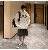 Riolio Letter Print ABC Men's Hoodies 2025 Autumn new sudadera hombre Korean Fashion Harajuku Pullover Hip Hop Long Sleeve Hooded