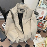Riolio American Cityboy Jacket Wash Canvas Deconstructed Stand Collar Coat Design Sense Top Spring Autumn Korean Trend Bomber Jacket