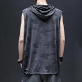 Riolio  Summer Thin Ice Silk Vest Men Tide Quick-Dry Sleeveless T-shirt Hip Hop Waistcoat Hooded Sport Tank Top Trend Hoodie