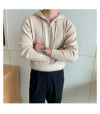Riolio  New British Leisure Men's Hooded Sweater Trendy Zip-up Preppy Style Slim-fit Long Sleeve Hoodies Casual Vintage Warmth Knitwear
