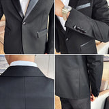 Riolio  ( Jacket + Vest + Pants ) High-end Brand Boutique Fashion Men's Casual Business Black Smoking Suit Groom Wedding Dress Tuxedo