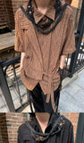 Riolio Summer Retro Shirt Niche Jacquard Hollow Top Korean Punk Vintage Blouse High-end Chinese Style Splicing Strap Short-sleeved Tees