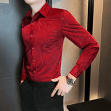 Riolio  Men's Long-sleeved Shirt New Korean Style Fashion Trend Slim Casual