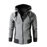 Riolio Winter Men's Zipper Hoodies Jackets Personality Jacket Casual Sport Fleece Double Zip Coats Fashion Male Outwear Sportswear