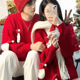 Riolio Red Christmas Sweater Man Santa Claus Sweaters American Vintage Women Sweater Couple Knitwears Pullovers New Winter Men's Knit