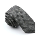 Riolio  Winter Daily Men's Women's 7cm Wool Tie Black Herringbone Brown Stripe Necktie Wedding Party Business Office Gifts Accessories