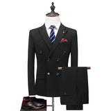 Riolio  New Double-Breasted Business Dinner Party Formal Suit Vest Pants Three-Piece Set Slim Fit Men's Western Wear Ensemble