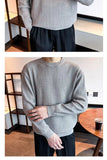 Riolio  New Korean Retro Men Basic Sweater Luxury Knitted Solid Color O Neck Long Sleeve Pullover Casual Slim Premium Quality Knitwear