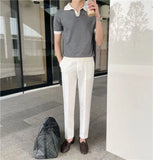 Riolio Summer Lapel Breathable Short Sleeve Temperament Men's Clothing Slim Korean Version Solid Color Trend Knitted POLO Shirt