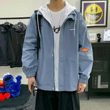 Riolio Hooded Cargo Jackets Men Autumn Fake Two Pieces Zipper Coats College Oversize Baggy Streetwear Ins Baseball Windbreaker Classic
