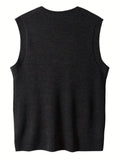 Riolio New Popular Preppy Style Men Sweater Vest Casual Knitted Streetwear Solid Color V Neck Waistcoat Leisure High Quality Knitwear