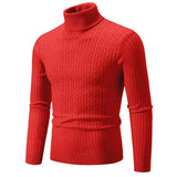 Riolio black turtleneck outfit men Men's High Neck Sweater Solid Color Pullover Knitted Warm Casual Turtleneck  Mens  Knitted Sweater