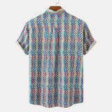 Riolio Vintage Men's Shirts Short Sleeve Tops Oversized V Neck Pullover Summer Streetwear Casual 5xl Tees For Male Hawaiian Shirt
