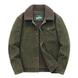 Riolio Winter Mens Jacket Warm Corduroy Jackets and Coats Fur Collar Winter Casual Coats Outwear Male Thermal Cotton Jacket Streetwear