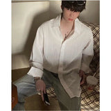 Riolio Korean Version Solid Color Elastic Fashionable Top Men Solid Color Free Long-sleeved Shirt for Autumn New High-end Trendy Shirt