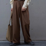 Riolio  Men Draped Wide Leg Suit Pants Korean Style Loose Straight Casual Dress Trousers For Autumn