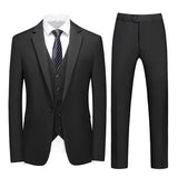 Riolio  M-6XL Double Vent Mens Suit ( Blazer+Vest+Pants) Solid Color Formal Office Business Suit Three-piece Groom's Wedding Dress Party