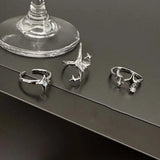 Riolio Vintage Irregular Cross Star Open Ring for Women Men Punk Gothic Sliver Color Adjustable Couple Rings Y2K Egirl Jewelry Gift