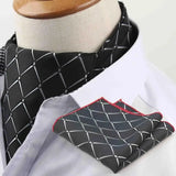 Riolio  Polyester Cravat Pocket Square Set Formal Necktie Handkerchief Ascot Self Tie Polka Dot Paisley Design Gentleman Necktie Gifts