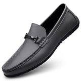 Riolio  Mens Metal Buckle Loafers Genuine Leather Men Casual Shoes Handmade Moccasins Breathable Male Walking Shoes Comfort Travel Flats