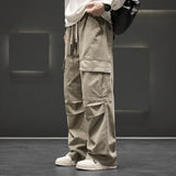 Riolio Autumn New Wide Leg Pocket Cargo Pants Men Trousers Neutral Loose Casual Cotton Straight Outdoor Fashion Pants Big Size 8xl