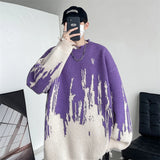 Riolio  Hip Hop Ripped Punk Knitted Sweaters Men Oversized Harajuku Streetwear Sweaters Winter Couples Fashion Knit Pullovers Tops
