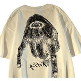 Riolio Harajuku Hip Hop High Street Men and Women Trendy Personalized Printed Round Neck Short Sleeve Couple Loose Summer Casual Tshirt