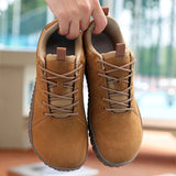 Riolio  Wide footed large-sized men's suede hiking shoes anti slip leather outdoor sports shoes camping running jogging  men's loafers