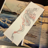 Riolio Waterproof Temporary Tattoo Sticker Japanese Style Black White Flame Dragon Body Art Fake Tattoo Flash Tattoo Arm Female Male