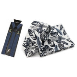 Riolio  Men's High Quality 6.5cm Floral Leaves Cotton Tie Handkerchief Suspender Set Novel Gentleman Artistic Wedding Accessories Gifts
