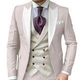 Riolio  Fashionable Contrast Color Men's Suits 3 Pieces Jacket Vest Pants Dancing Sets Handsome Peak  Lapel Suit Set For Men Party Wear