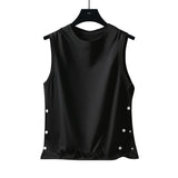 Riolio  Summer Fashion Round Neck Loose Casual Cotton Vest Male Sleeveless Breasted All-match Pullover Tank Top Men Solid Color T-shirt